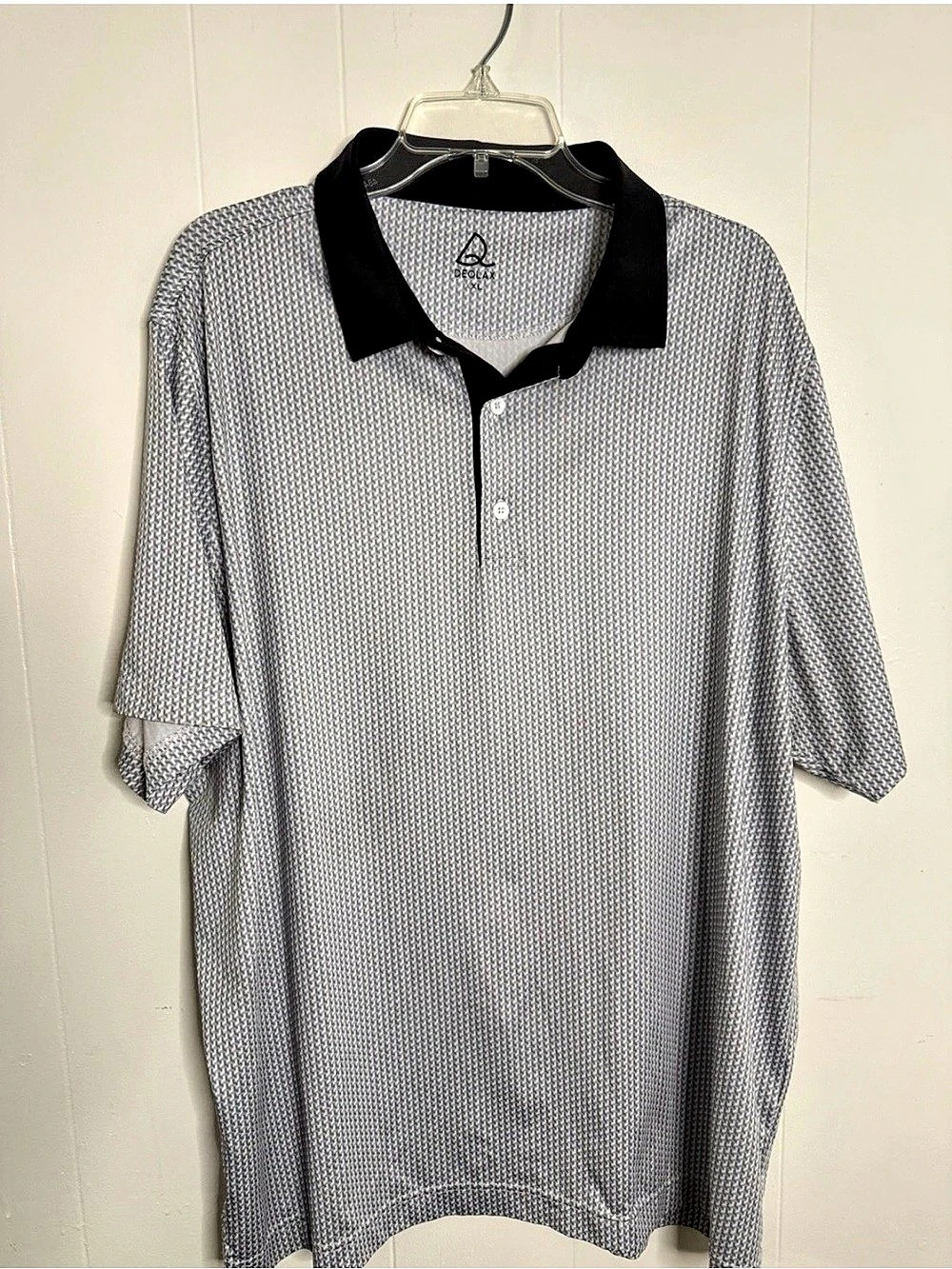 DEOLAX Men's Gravel Pattern Print Golf Polo Gray & Black XL